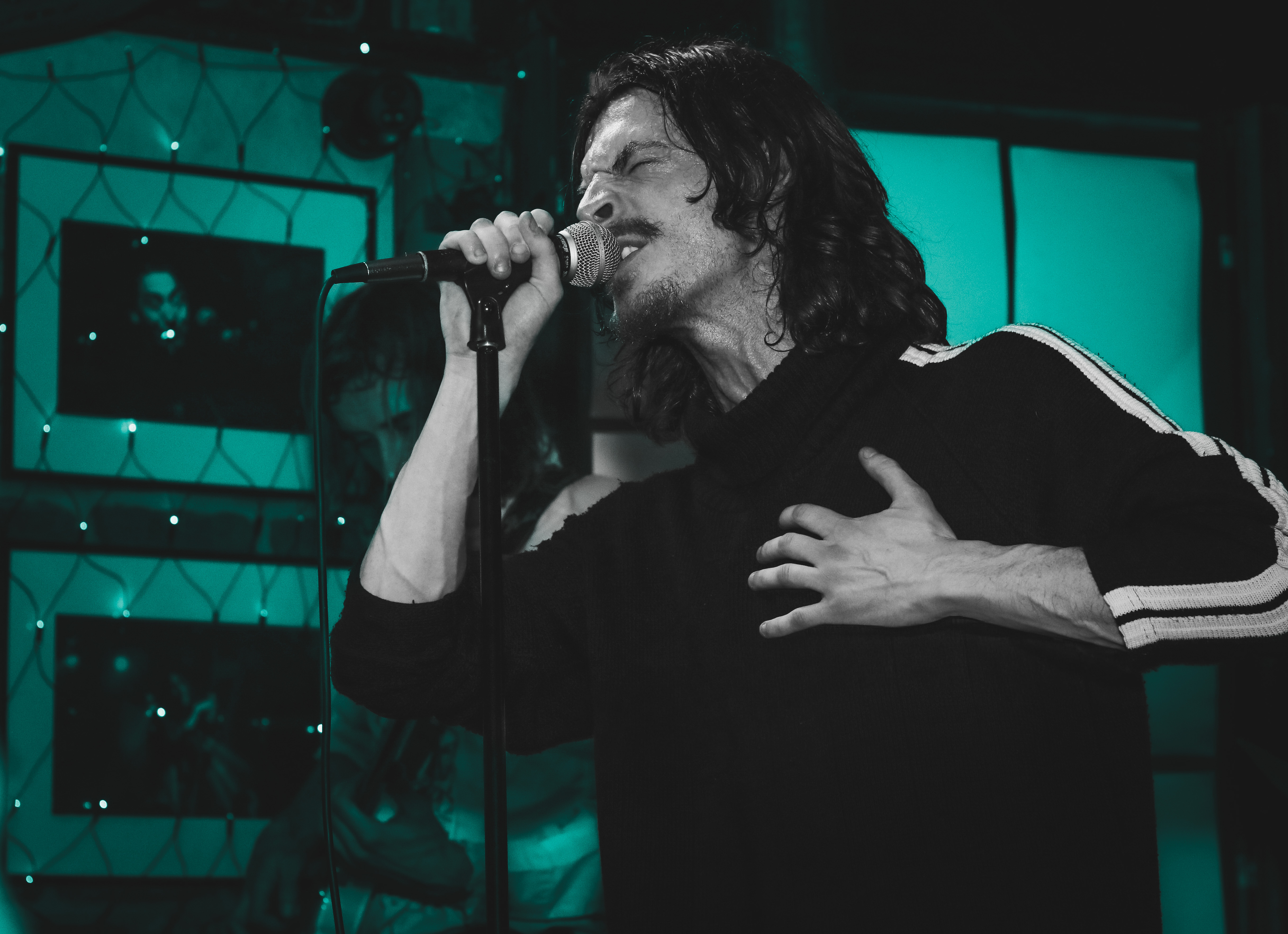 The Echoes vocalist performing live